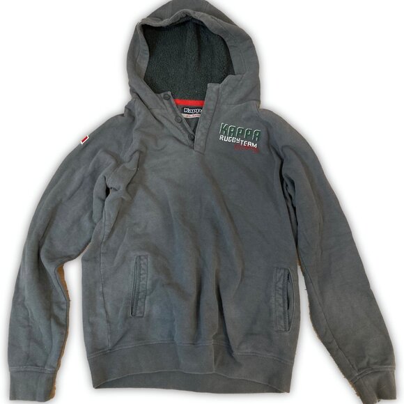 90s/00s Kappa Quarter Button Hoodie XL Fits M/L Gray Italian Streetwear Retro - Picture 1 of 4